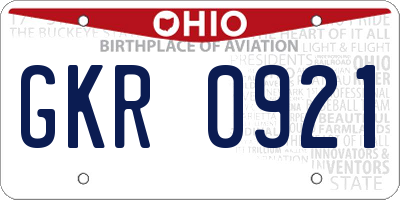 OH license plate GKR0921