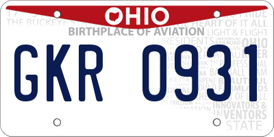 OH license plate GKR0931