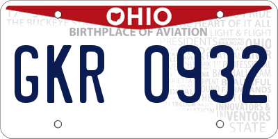 OH license plate GKR0932