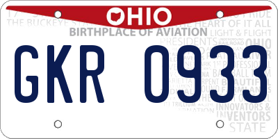 OH license plate GKR0933