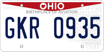 OH license plate GKR0935