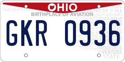 OH license plate GKR0936