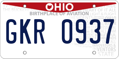 OH license plate GKR0937