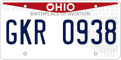 OH license plate GKR0938