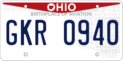 OH license plate GKR0940