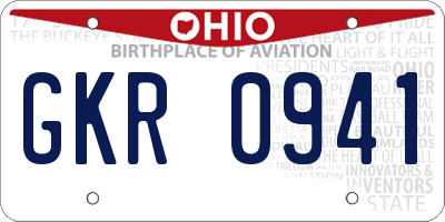 OH license plate GKR0941