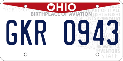 OH license plate GKR0943