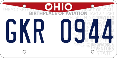 OH license plate GKR0944