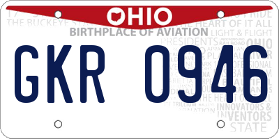 OH license plate GKR0946