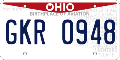 OH license plate GKR0948