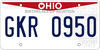 OH license plate GKR0950