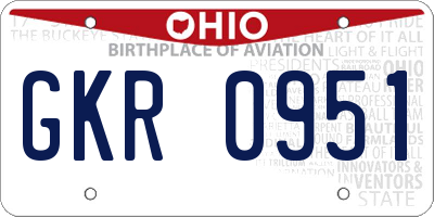 OH license plate GKR0951