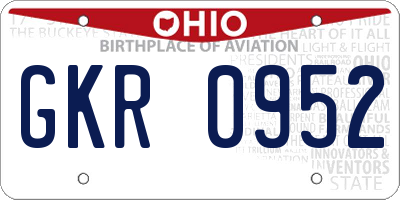 OH license plate GKR0952