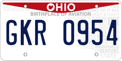 OH license plate GKR0954