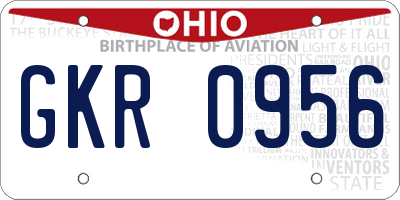 OH license plate GKR0956