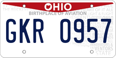 OH license plate GKR0957