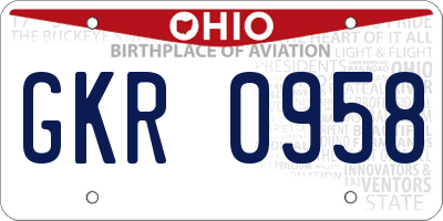 OH license plate GKR0958