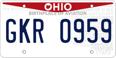 OH license plate GKR0959