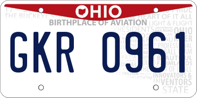 OH license plate GKR0961