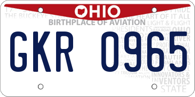 OH license plate GKR0965