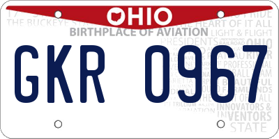 OH license plate GKR0967