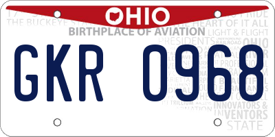 OH license plate GKR0968