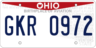 OH license plate GKR0972