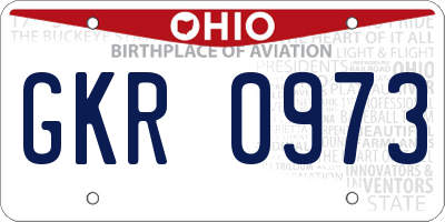 OH license plate GKR0973