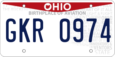 OH license plate GKR0974