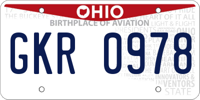 OH license plate GKR0978