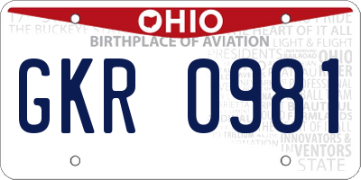 OH license plate GKR0981