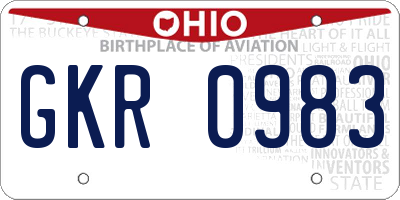 OH license plate GKR0983