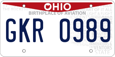 OH license plate GKR0989