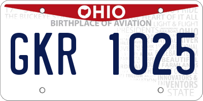 OH license plate GKR1025