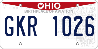 OH license plate GKR1026