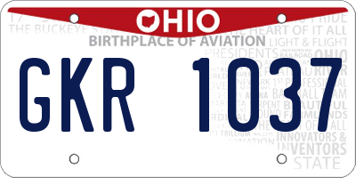 OH license plate GKR1037