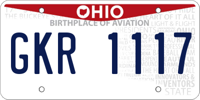OH license plate GKR1117