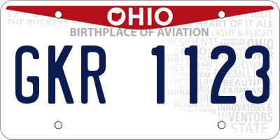 OH license plate GKR1123
