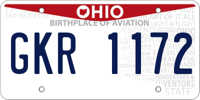 OH license plate GKR1172