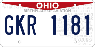 OH license plate GKR1181