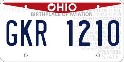 OH license plate GKR1210