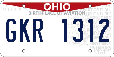 OH license plate GKR1312