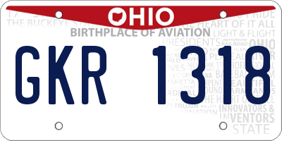 OH license plate GKR1318