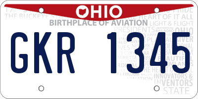 OH license plate GKR1345