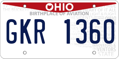 OH license plate GKR1360