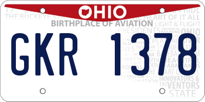OH license plate GKR1378