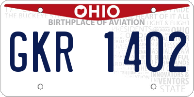 OH license plate GKR1402