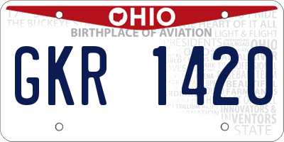 OH license plate GKR1420
