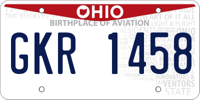 OH license plate GKR1458