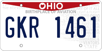 OH license plate GKR1461